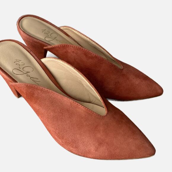42 GOLD Brand Overcome Mule Heels In Tobacco Suede, Pink, Heels Women's Size 6.5 - Picture 11 of 11